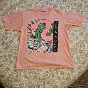 Palm Coast Flamingo Graphic Tee - Coral